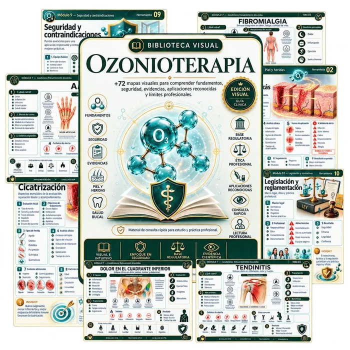 Mockup de la Biblioteca Visual de la Ozonoterapia con mapas visuales